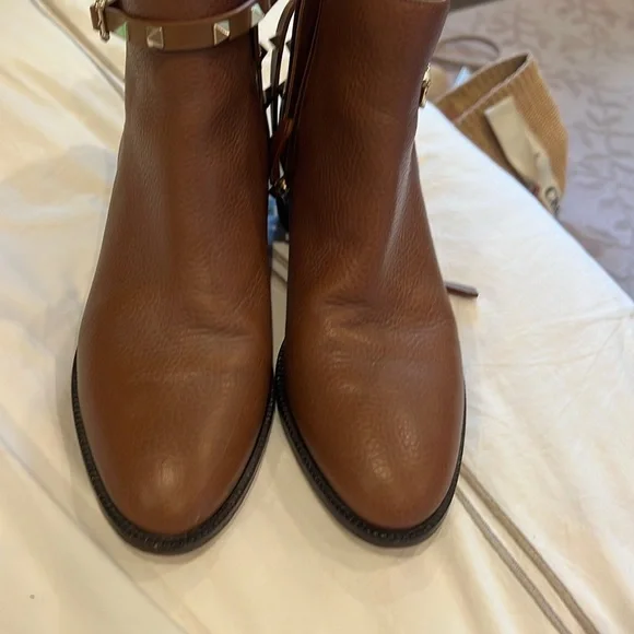 Valentino Brown Ankle Boots with Studded Strap - Picture 3 of 10